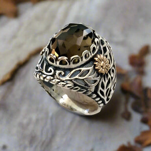 smoky quartz stone ring