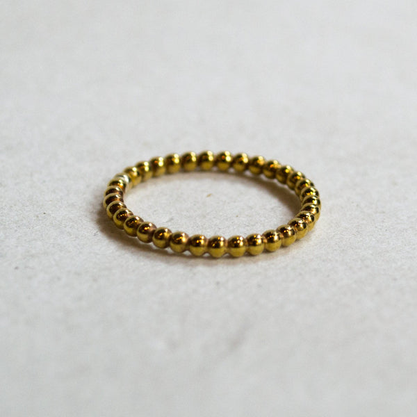 Yellow gold band, Gold wedding band, boho band, Thin band, Dots band, skinny ring, gold simple ring, stacking ring, ball ring - Happy R2282