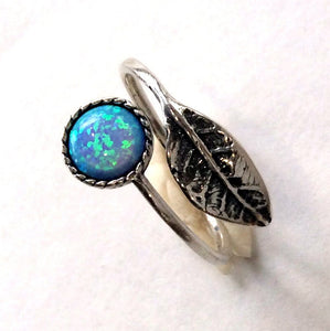 blue opal adjustable twig ring