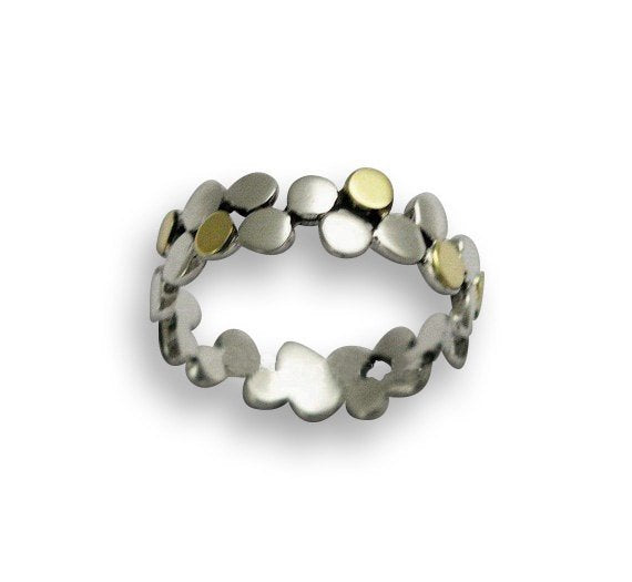 white yellow gold dotted ring