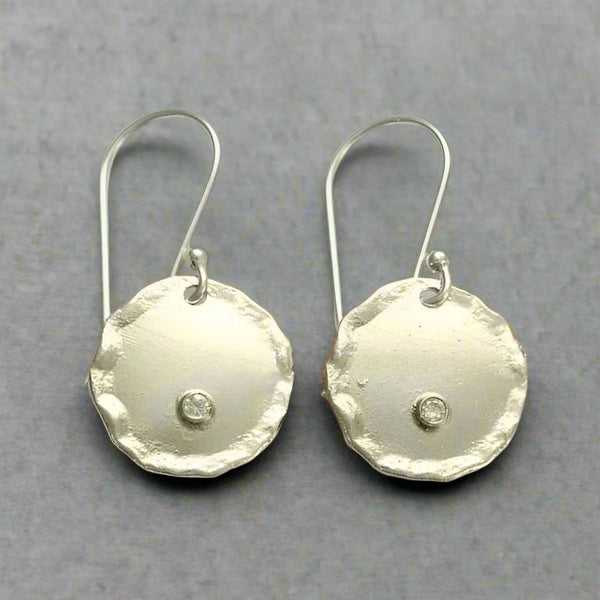 silver disc zircon earrings