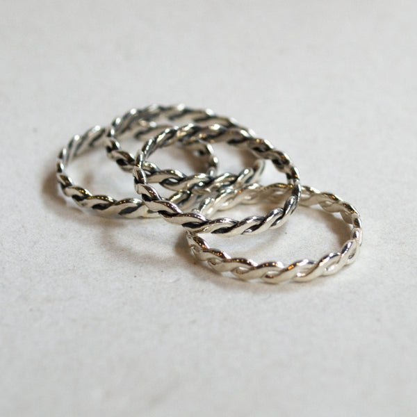Wedding ring, stacking ring, boho ring, thin ring, dainty ring, silver ring, braided ring, skinny ring, unique band for her - Our Life R2280