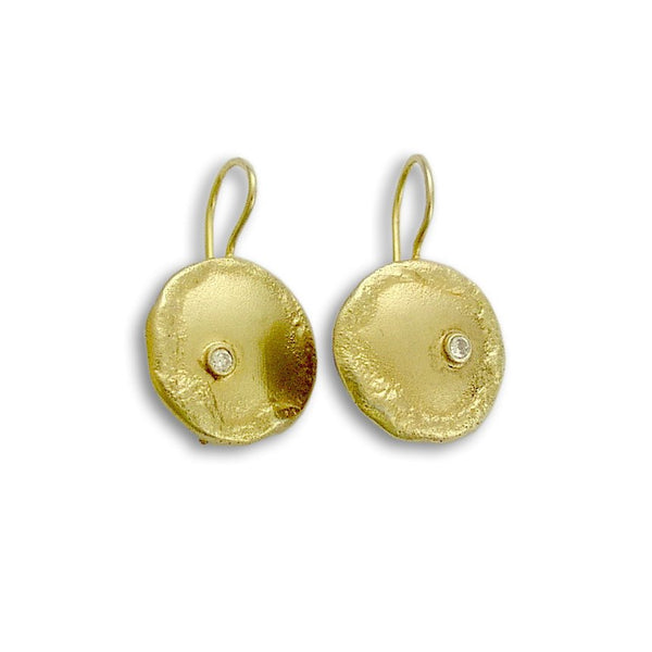 shiny gold disc earrings