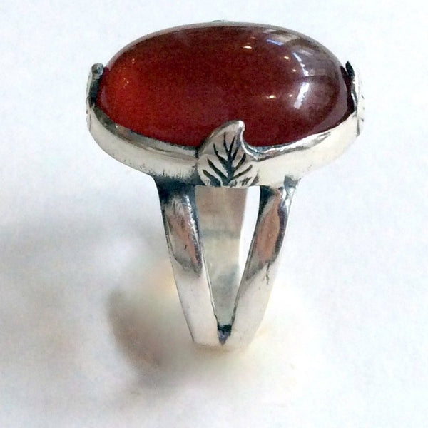 Carnelian cocktail sterling silver ring