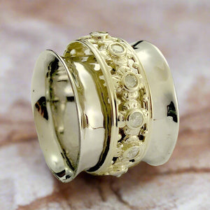 Diamonds silver gold ring