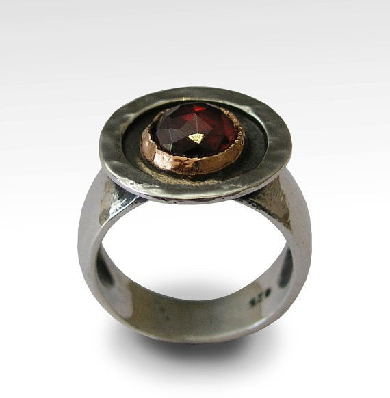 Gemstone ring, Sterling silver ring, lemon quartz ring, silver gold ring, stone ring, cocktail ring, gypsy statement ring - Imagine R1428