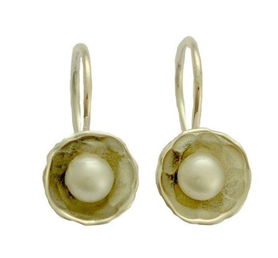 Simple earrings, fresh water pearl earrings, casual earrings, pearl earrings, bridal earrings, sterling silver earrings - Delicate E0388