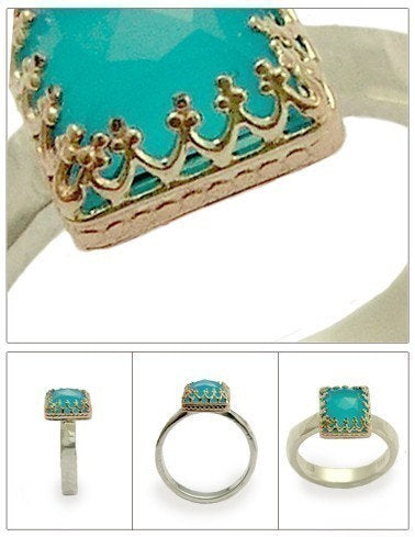 Princess crown Ring, gemstone ring, silver rose gold ring, Gypsy ring, sterling silver ring for women, bohemian ring - Kingdom. R1095H
