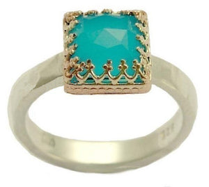 Princess crown Ring, gemstone ring, silver rose gold ring, Gypsy ring, sterling silver ring for women, bohemian ring - Kingdom. R1095H