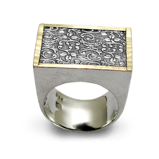 Cocktail ring, woodland ring, filigree ring, Sterling silver ring, silver gold ring, big square ring, statement ring - Revolving doors R1626