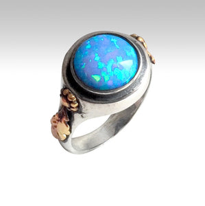Opal Silver engagement mixed metals ring - Mysterious Ways R2213