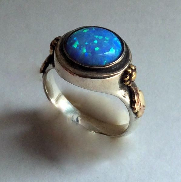Opal Silver engagement mixed metals ring - Mysterious Ways R2213