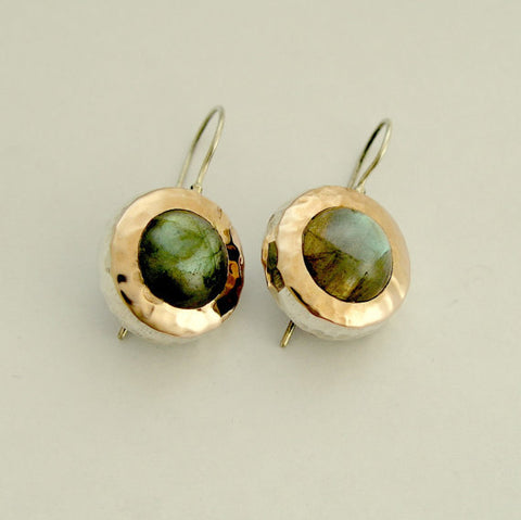 Labradorite earrings, Gemstone earrings, sterling silver earrings, rose gold earrings, labradorite earrings - Green fields forever E7717