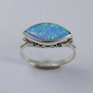 Sterling Silver Blue opal ornate ring - My obsession R1215-1
