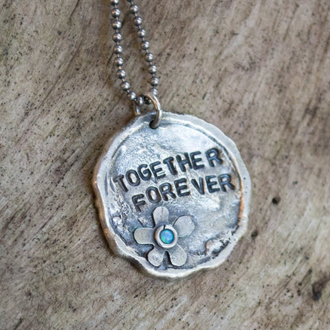 Sterling Silver hand-stamped pendant, customized necklace - Together forever N4483