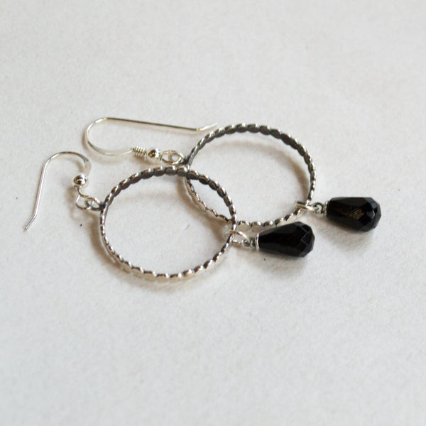 Onyx silver long earrings 