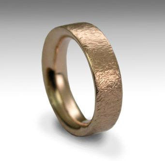 Solid rose gold ring, Men and Women ring, hammered band, wedding band, unisex ring, rose gold band, simple gold ring - Our happiness RG1081