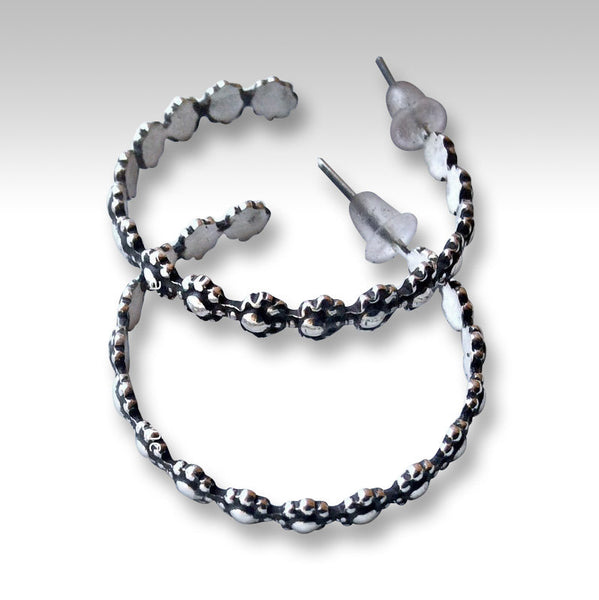 Sterling silver earrings,  braided earrings, silver hoop earrings, oxidized earrings, large hoops, boho hoops, hippie hoops - Twist E8031