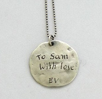Personalized stamped necklace, Valentines stamp, unisex necklace, hand stamped Pendant, silver necklace - The sky is the limit stamp .N4483