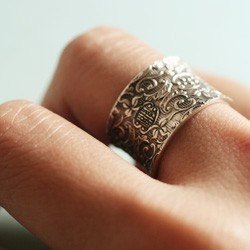Silver wedding Ring, gypsy ring, Filigree Ring, Unisex Silver Ring, Wide Band, Vine Ring, bohemian ring, unique - Our life together R1209S
