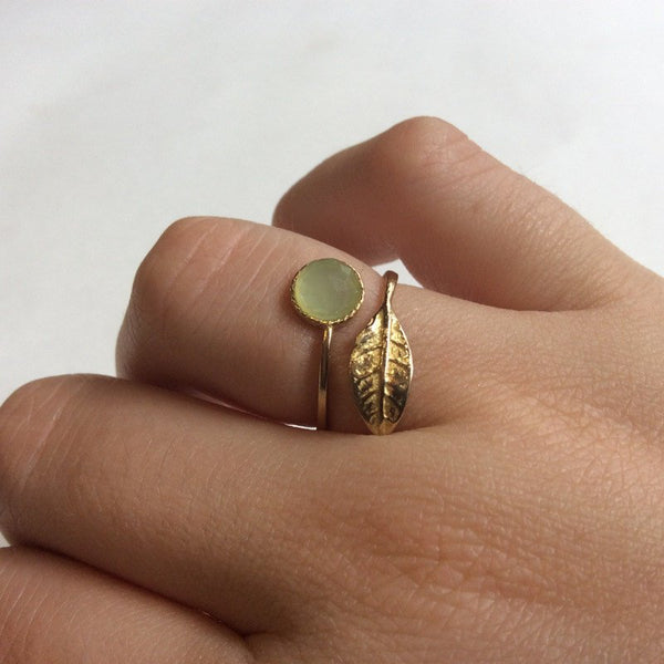 Solid Gold engagement ring, Adjustable ring, Thin ring, leaf ring, opal ring, birthstone ring, engagement ring - Gone with the wind RG2062-1