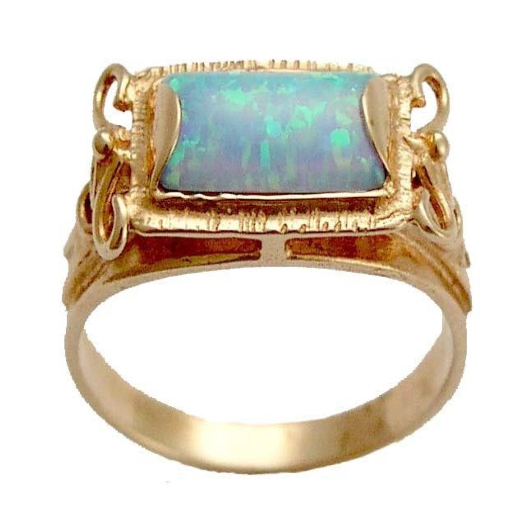 Blue opal rose gold ring