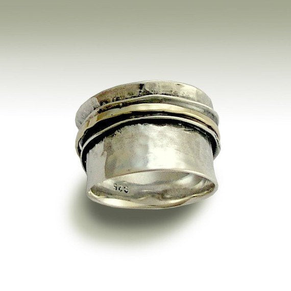 Sterling silver ring, unisex ring, spinner ring, mens and womens ring, wedding band, unisex ring, wide band - Stay on your mind R1026GA