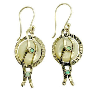 Sterling silver coin pearl opal casual earrings - Tranquility E7850