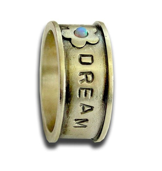 Promise band, message band, Personalized Hand-Stamped Band, sterling silver ring, promise ring, Valentines day ring - Faith and Dream R1572A