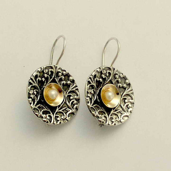 14k yellow gold pearl earrings
