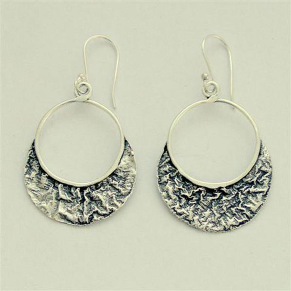 sterling silver hammered rustic earrings