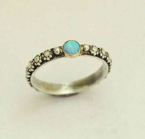 Opal ring,  silver engagement ring, flower ring, birthstone ring, bohemian ring, silver gold ring, unique ring for her - Your desire R1286