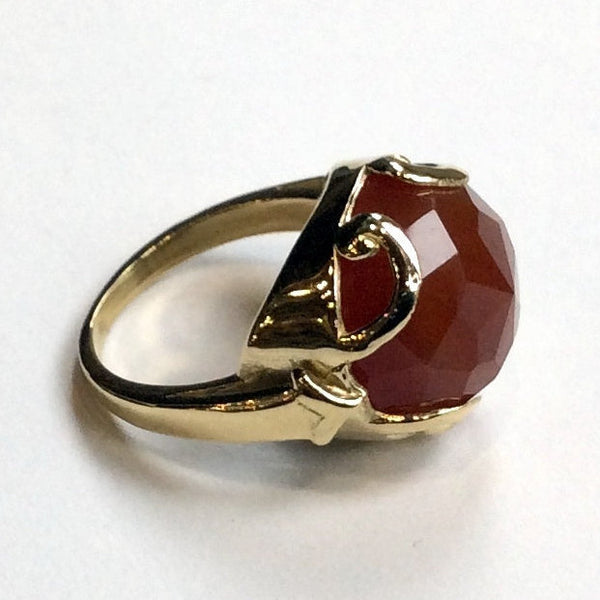 London topaz ring, Gold-tone ring, gemstone ring, stone ring, gemstone ring, brass ring, statement cocktail ring - Queen of Hearts R2316-4