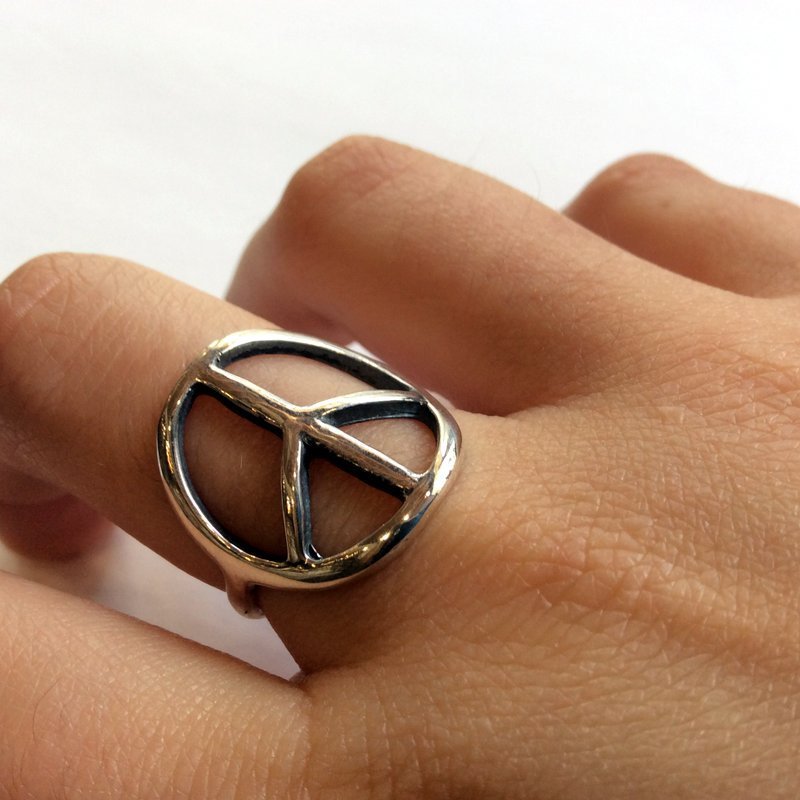 Peace ring, Hippie ring, symbol ring, unisex ring, boho ring, gypsy ring, silver statement ring, unique ring for her - Life in Peace R2157