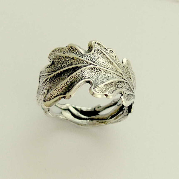 Leaf band, Silver leaf Ring, unique silver ring, twig ring, boho ring, wide band, botanical ring, unisex ring - falling leaves 2 R1704