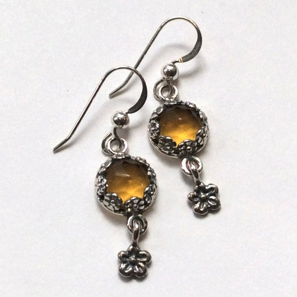 Flower Garnet earrings, Sterling silver earrings, floral earrings, long earrings, woodland earrings, botanical earrings - Juliette E8012