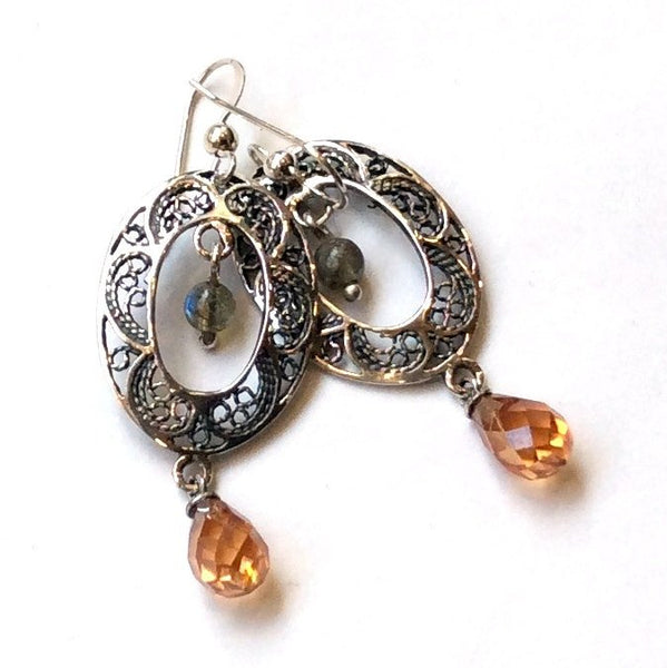 Gypsy Sterling silver gold lapis earrings
