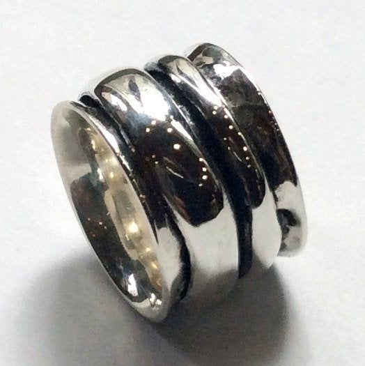 Silver Wedding Band, Spinning Ring, boho ring, modern ring, unisex ring, thumb ring, chunky band, wedding band - Wonderland forever R1026AS