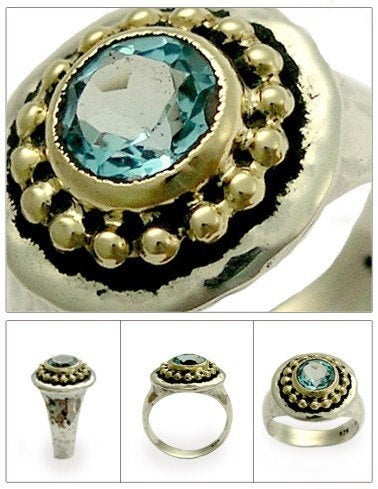 Jade ring, gold crown ring, Cocktail ring, gemstone ring, gold silver ring, mixed metals ring, statement ring - Magic act R1439