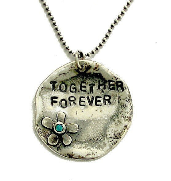 Sterling Silver hand-stamped pendant, customized necklace - Together forever N4483