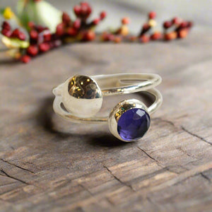 Amethyst ring, Birthstone silver ring, modern ring, delicate ring, stacking bands, minimalist ring, shiny silver ring - Back To You R2261