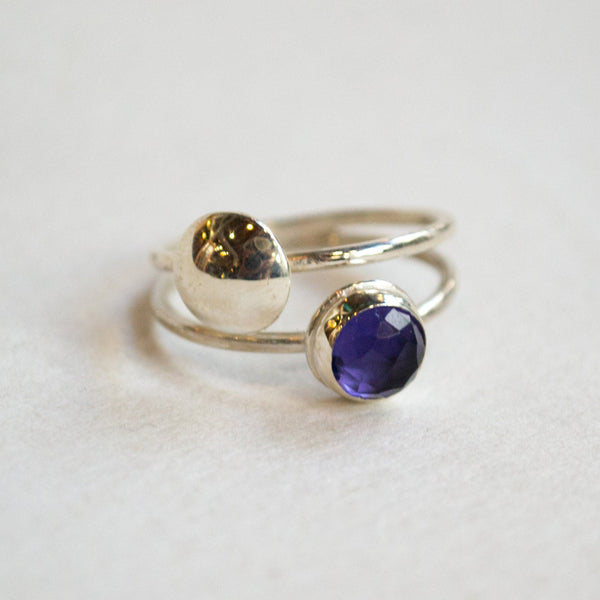 Amethyst ring, Birthstone silver ring, modern ring, delicate ring, stacking bands, minimalist ring, shiny silver ring - Back To You R2261