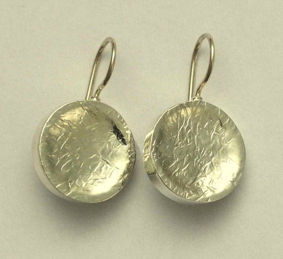 Hammered earrings, dangle earrings, sterling silver earrings, brushed silver earrings, scratched earrings - After thought - E0719SA