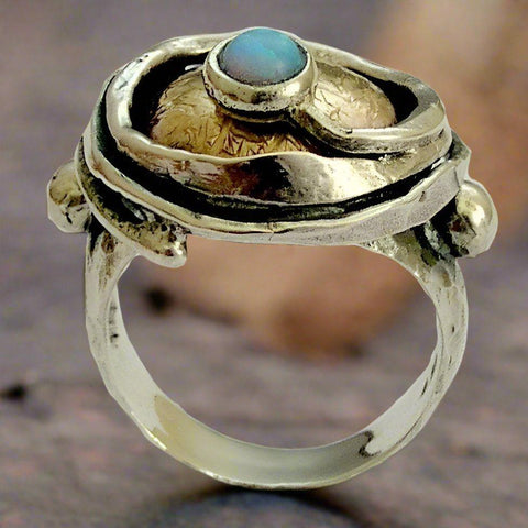 Silver gold Birthstone ring