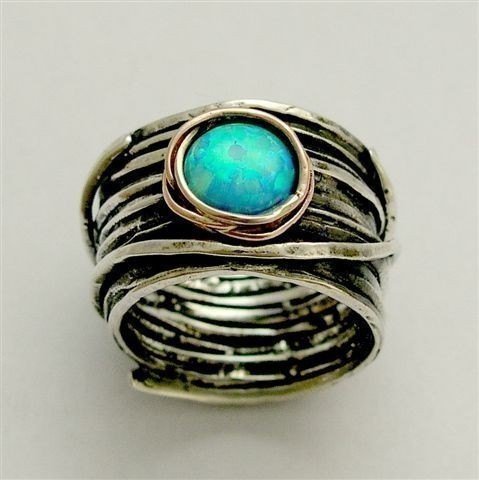 Bohemian ring, opal ring, hippie ring, boho ring, Silver Gold ring, unique engagement ring, Gypsy ring - Imagine life in peace 2 R1505G
