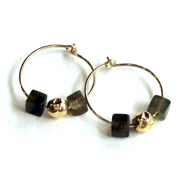 small hoop labradorite earrings