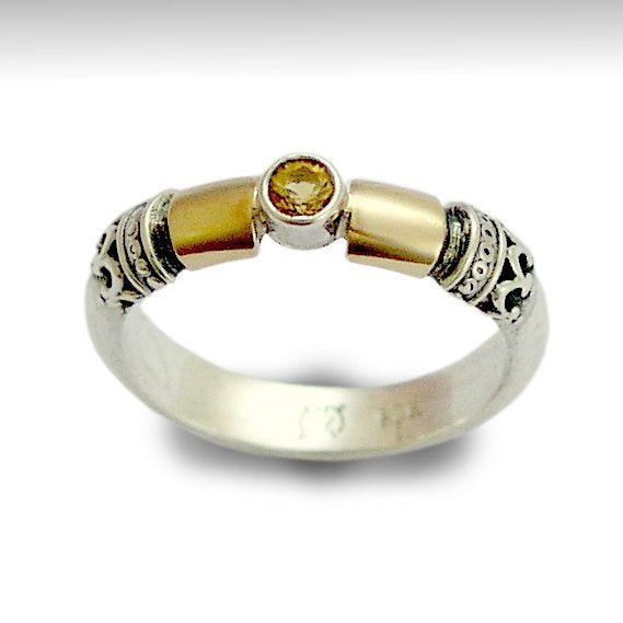 Citrine Sterling silver gold ring