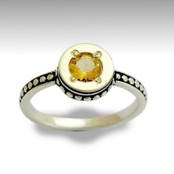 silver Gold mixed metal Citrine ring 