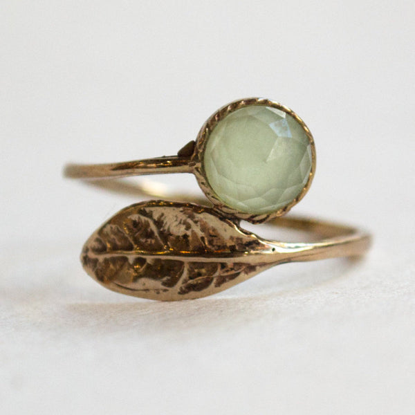 Adjustable ring, delicate ring, Thin ring, simple leaf ring, bronze ring, dainty ring, jade ring, gemstone ring - Gone with the wind RC2062
