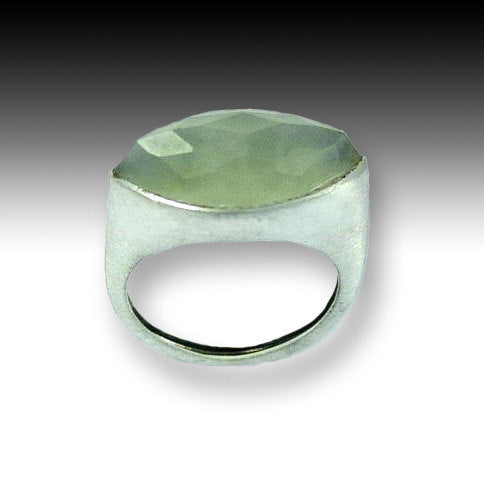 Silver jade ring, Sterling silver ring, gemstone ring, green jade ring, stone ring, pale stone ring, jade ring - First impressions R1225-1
